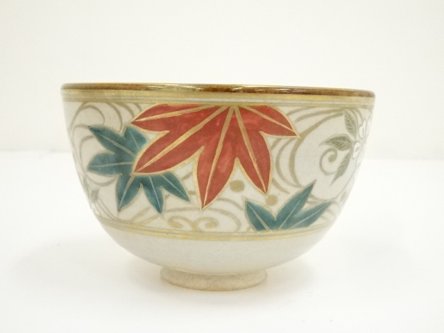 道具 ] - 道具 京焼 清閑寺窯 杉田祥平造 色絵水に雲錦茶碗（共箱